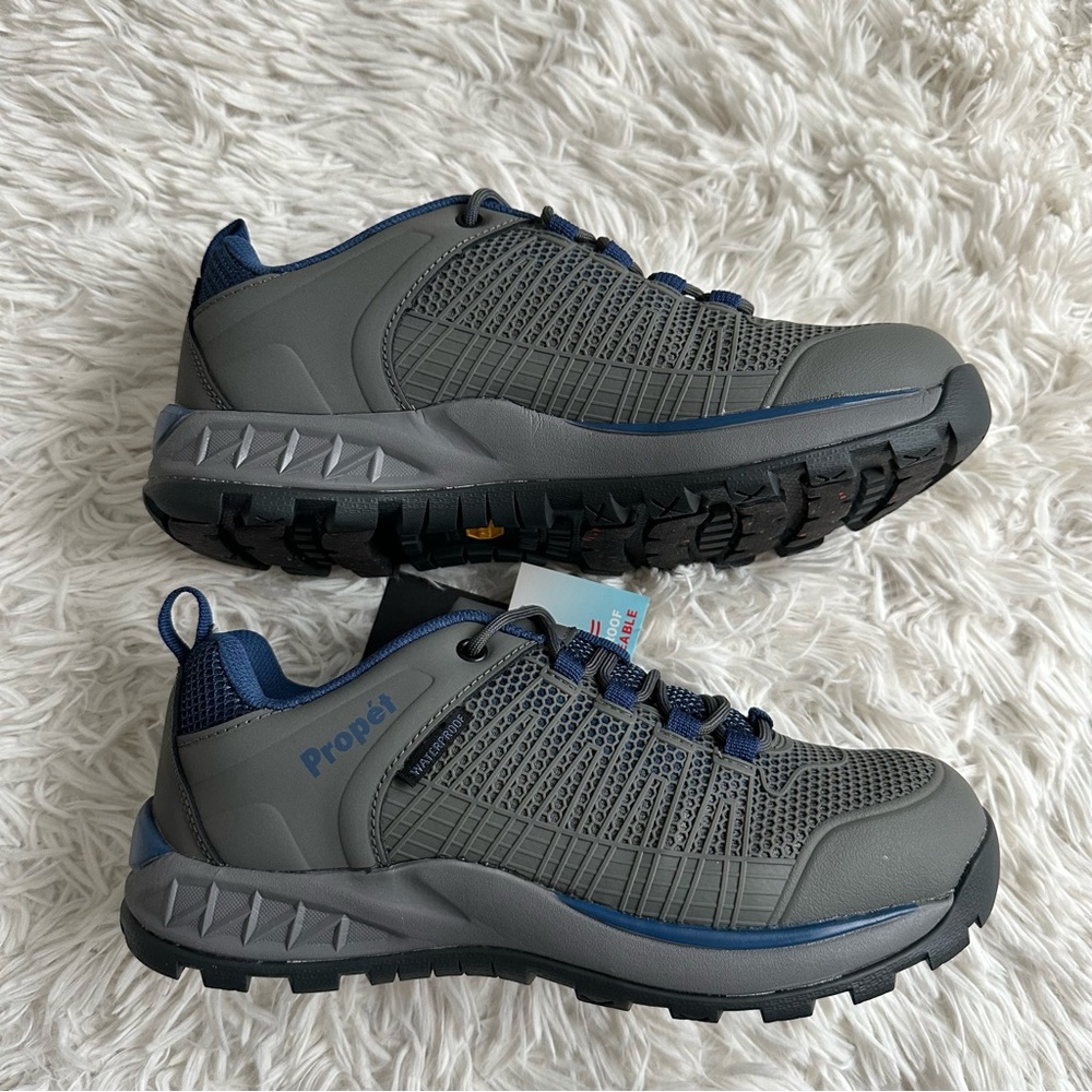 Propet Mens Vestrio Sneakers Gray Blue New In Box Size 8 Extra Extra Wide - Picture 4 of 10